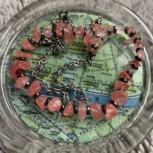 pink rock studded necklace